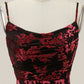Vintage Mermaid Spaghetti Straps Burgundy Printed Velvet Long Prom Dress with Slit SH1921