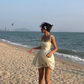 Cute A Line Straps Lace Satin Short Homecoming Dress Birthday Dress SH1976
