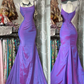 Vintage Charming Purple Mermaid Spaghetti Strap Satin Prom Dress Evening Dress SH5628