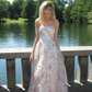 Beautiful A Line Strapless Sequin Floral White Tulle Long Prom Dress Date Dress SH6507