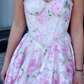 Sweety Pink Ball Gown Strapless Print Floral Tulle Long Prom Dress Evening Dress SH6587