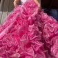 Vintage Uniques Beaded Ball Gown Layered Pink Organza Prom Dress Evening Dress SH5904
