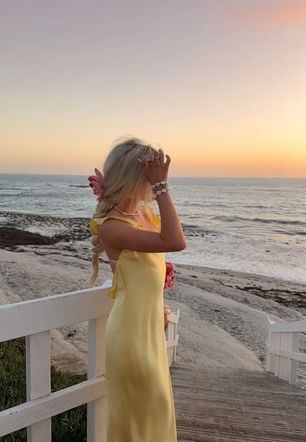 Yellow A Line Straps Satin Open Back Long Prom Dress Outfits SH4806