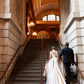 Simple A Line V Neck White Satin Prom Dress Wedding Dress with Slit SH4661