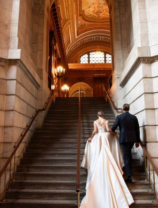 Simple A Line V Neck White Satin Prom Dress Wedding Dress with Slit SH4661