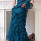 Peacock Blue Vintage Mermaid Spaghetti Strap Beaded Layered Chiffon Party Dress Prom Dress SH4116