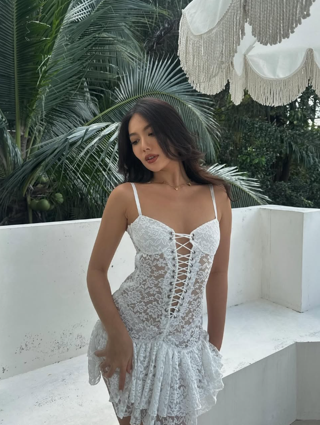 white lace birthday dress Like An Angel Long Sleeve Lace Dress White