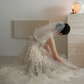 Pretty A Line 3D Floral Tulle Long Prom Dress Wedding Dress SH4200