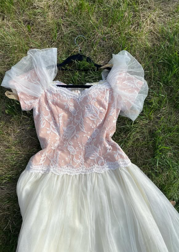 Vintage Princess Ball Gown Off the Shoulder Lace Tulle Prom Dress Evening Dress SH5905