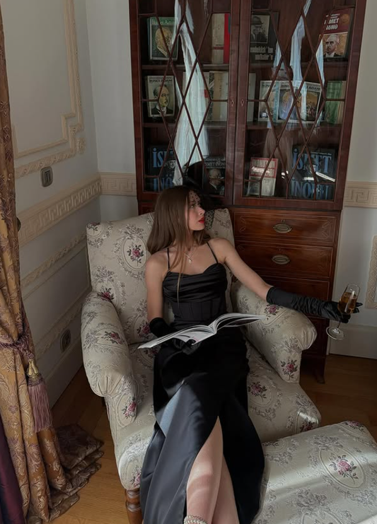 Elegant Black Sheath Spaghetti Strap Satin Long Evening Dress Prom Dress SH4832