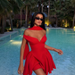 Stunning Red A Line Off the Shoulder Satin Short Homecoming Dress Cocktail Birthday Dress SH3736