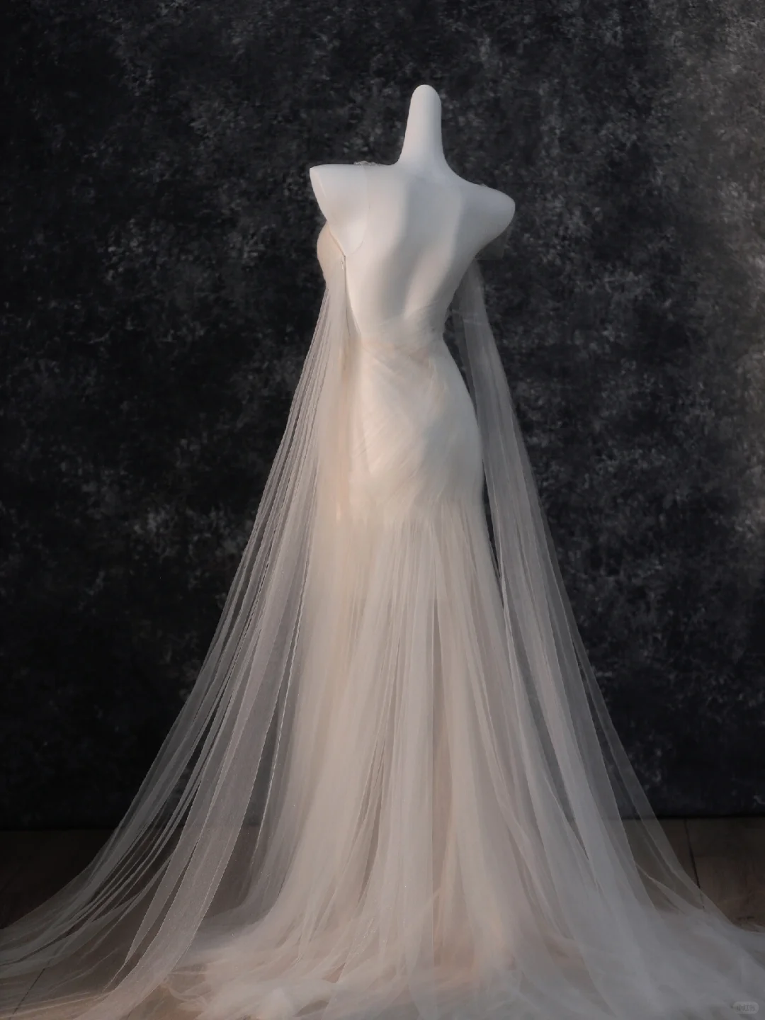 Dreamy Flowy Pleated Dark Ivory Tulle Long Date Dress Evening Dress Prom Dress SH3444