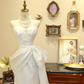 Pretty Mermaid Sweetheart Neck Beaded White Satin Long Prom Dress Wedding Dress SH7396