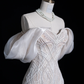 Exquisite Mermaid Off the Shoulder Beaded Lace Tulle Wedding Dress Prom Dress SH4114