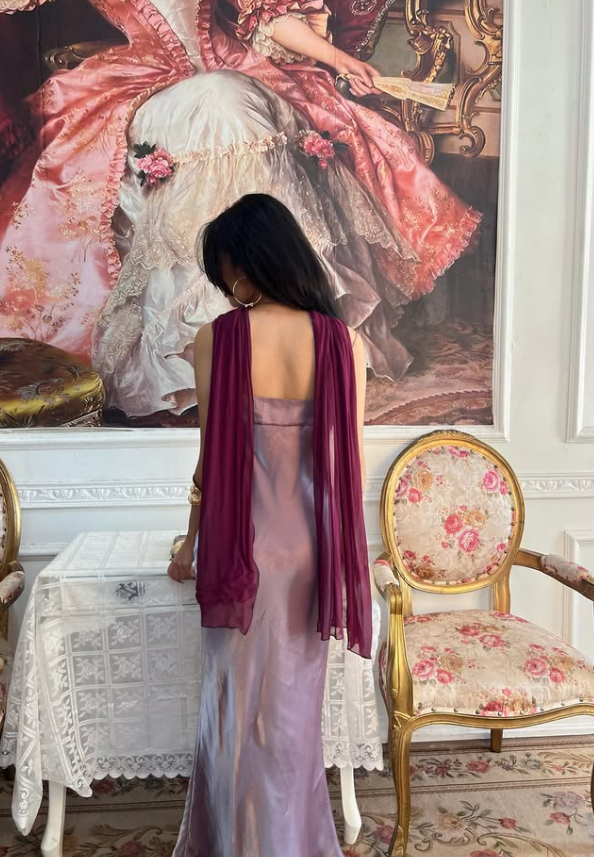 Purple Vintage Sheath Straps Exquisite Beaded Satin Prom Dress Graduation Prom Dress SH5490
