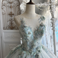 Vintage Light Blue Ball Gown V Neck Exquisite Beaded Tulle Prom Dress Sweet 16 Dress SH5987