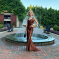 Elegant Mermaid Straps Brown Satin Long Sweep Prom Dress Evening Dress SH2387
