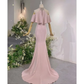 Pink Vintage Off The Shoulder Long Mermaid Prom Dress，Elegant Evening Dress SH642