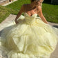 Yellow Ball Gown Spaghetti Strap Layered Tulle Long Prom Dress Evening Dress SH8197