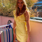 Yellow Ruffles A Line Straps Satin Backless Homecoming Dress Party Dress SH5929