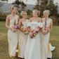 Pretty Sheath One Shoulder Brown Satin Bridesmaid Dress Evening Dress with Slit SH3207