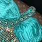 Vintage Luxurious Blue Mermaid Halter Sequin Satin Prom Dress Party Evening Dress SH5896