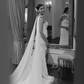 Romantic Mermaid Strapless Beaded Floral White Satin Long Train Wedding Dress SH6187