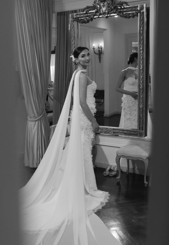 Romantic Mermaid Strapless Beaded Floral White Satin Long Train Wedding Dress SH6187