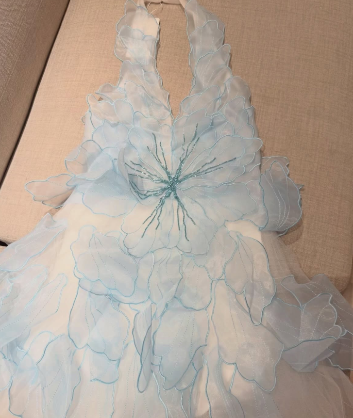 Stunning A Line Halter Layered Baby Blue Tulle Short Prom Dress Homecoming Dress SH8812