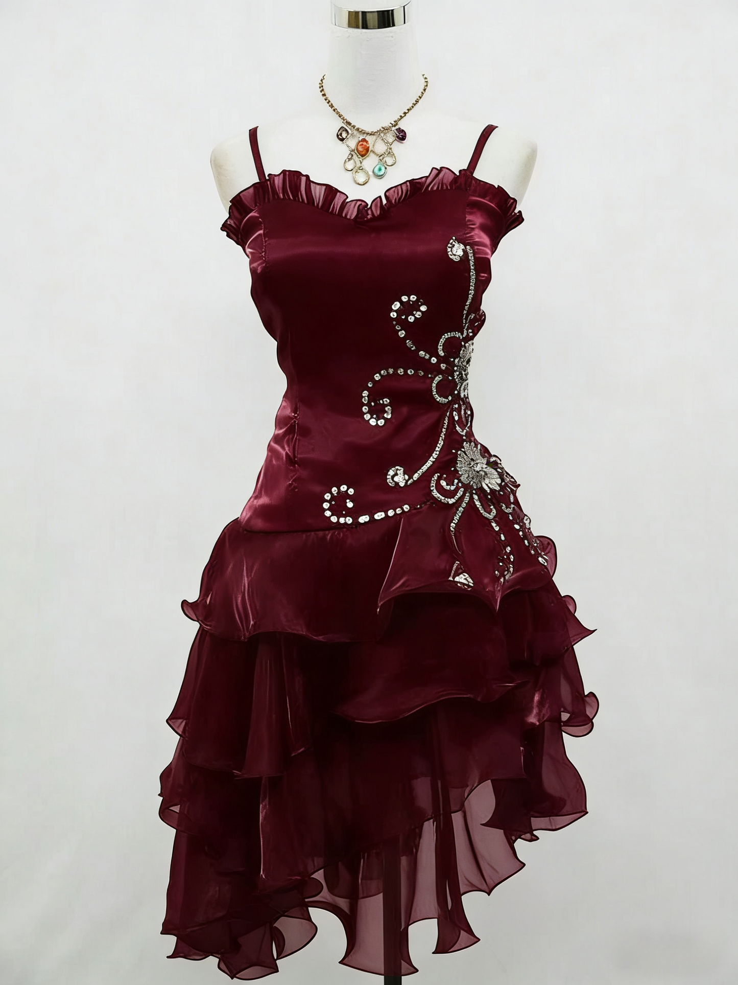 Black Chiffon Beaded Mini Satin Short Prom Dress Homecoming Dress  SH1022