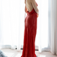 Sexy Sheath Halter Red Satin Long Open Back Prom Dress Evening Dress SH2330