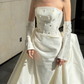 Stunning Ball Gown Strapless Exquisite Beaded White Satin Wedding Dress SH5278