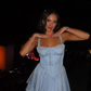 Sky Blue A Line Straps Satin Short Homecoming Dress Evening Dress SH1790