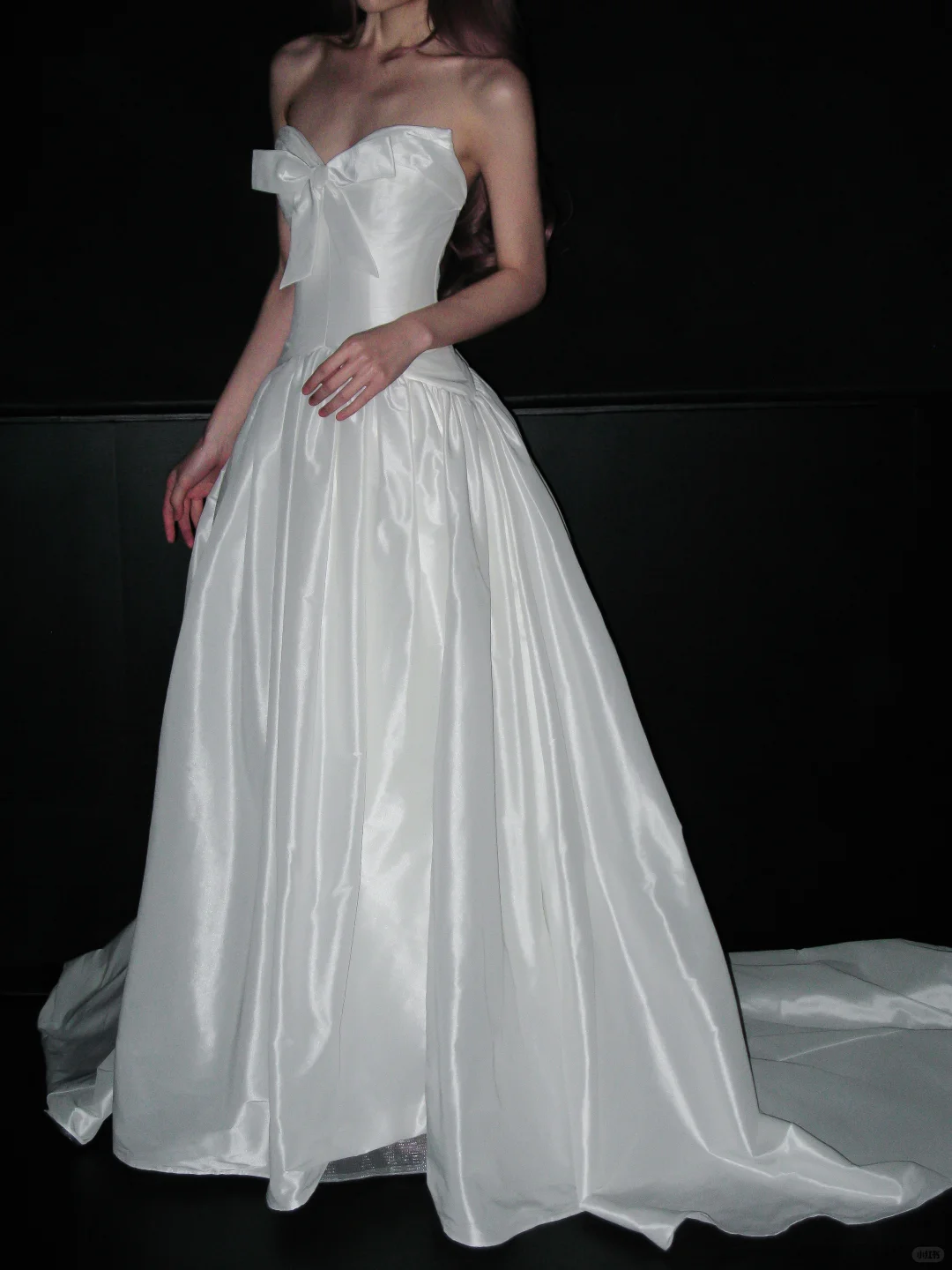 Cute A Line Sweetheart Neck Bow White Satin Long Wedding Dress SH4932