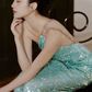 Shiny Blue Sequin One Shoulder Rhinestone Prom Dress Evening Dress Open Back SH4058