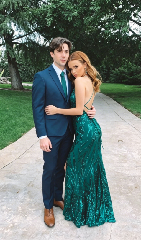 Green Slit Prom Dresses Long Evening Dresses SH762