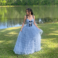 A Line Straps Polka Dots Layered Tulle Long Prom Dress Evening Dress SH1803