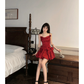 Sexy Red Bow A Line Spaghetti Strap Satin Short Homecoming Dress Outfits SH5827