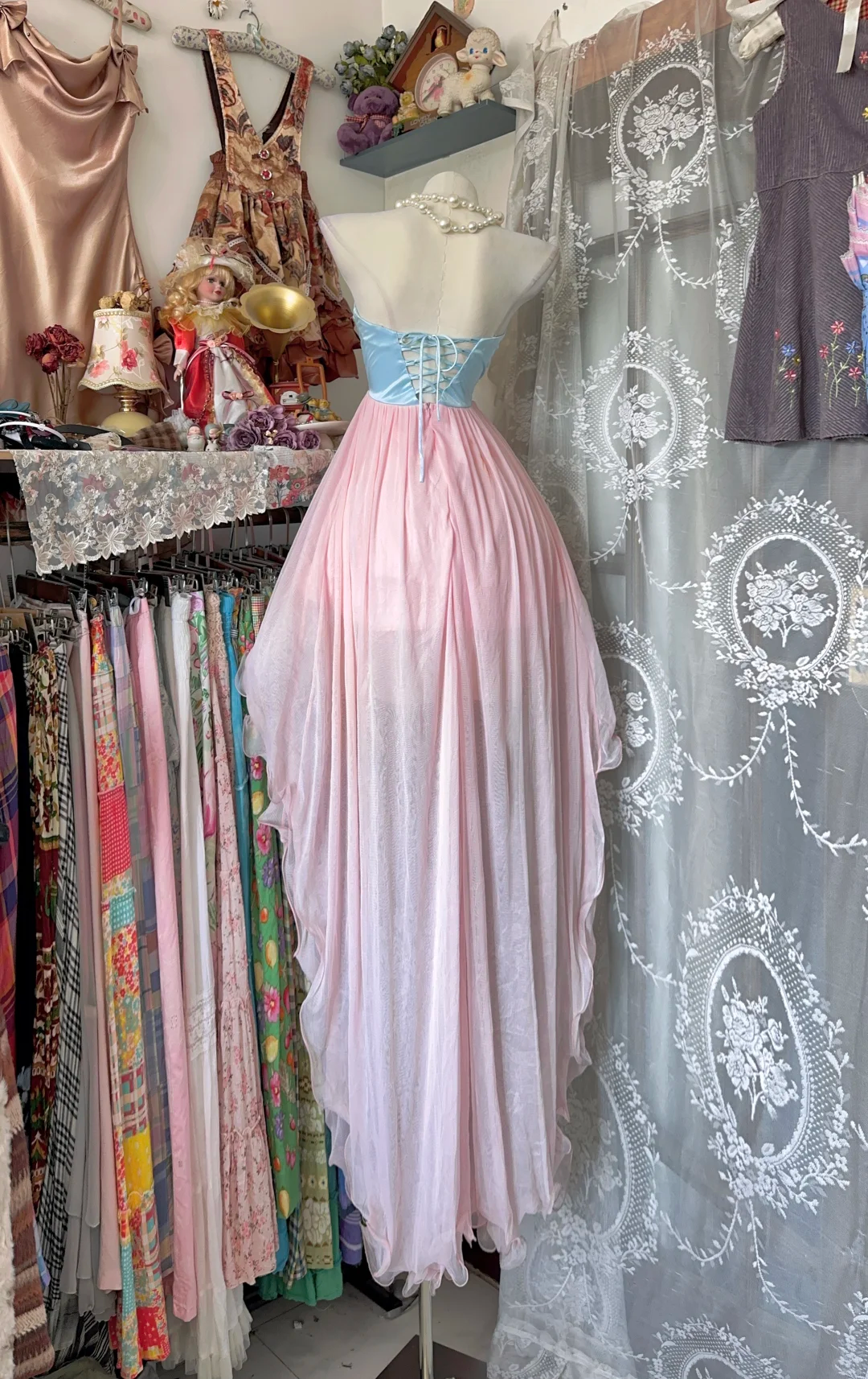 Cute Vintage A Line Sweetheart Neck Beaded Satin Chiffon Long Prom Dress SH5260