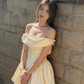 Cute A Line Off the Shoulder Ivory Satin Short Homecoming Dress Birthday Dress SH3025