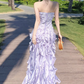 French Purple Ruffled Chiffon Strapless Prom Dress Summer SH6251