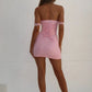 Cute Pink Sheath Off the Shoulder Lace Short Prom Dress Homecoming Dress SH7217