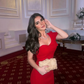 Charming Red Sheath One Shoulder Satin Prom Dress Wedding Guest Dress SH6019