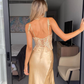 Sexy Mermaid Spaghetti Strap Two Piece Lace Satin Long Prom Dress Evening Dress SH2106