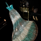 Vintage Luxurious Blue Mermaid Halter Sequin Satin Prom Dress Party Evening Dress SH5896