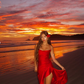 Red Mermaid Spaghetti Strap Ruffle Satin Open Back Prom Dress Vacation Dress with Slit SH4477