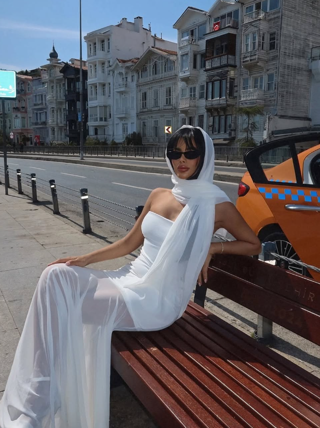 Simple White Mermaid Strapless Chiffon Satin Date Dress Prom Dress SH3885