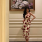 Romantic Rose Sheath Spaghetti Strap Satin Prom Dress Outfits SH4485