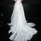 Gentle Flowy A Line Strapless White Tulle Long Wedding Dress SH6626