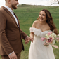 Flowy White Organza A Line Off the Shoulder Wedding Dress SH6028